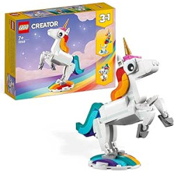 LEGO Creator 3 en 1 Unicornio Mágico de Juguete - Figura de Animal Transformable en Caballito de Mar o Pavo Real - Regalo Creat