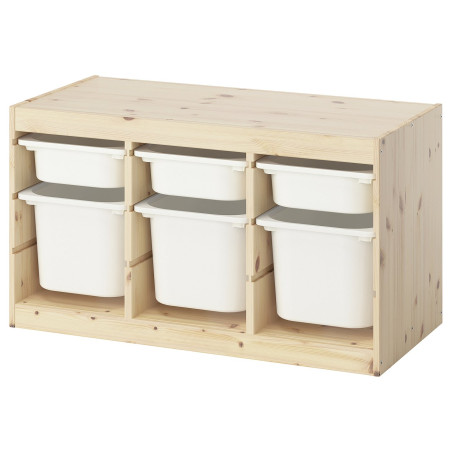 TROFAST combinación de almacenaje con cajas, pino tte claro/blanco, 93x44x52 cm  - IKEA