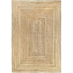 HAMID Alfombra Yute Alhambra Color Natural - Alfombra 100% Fibra de Yute, Trenzado a Mano, Alfombras de Salón, Comedor, Dormito