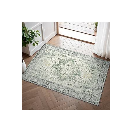 GENIMO Alfombra Salon Vintage Alfombras de Área Lavables en Máquina, Alfombras con Base Antideslizante, Alfombra de Dormitorio