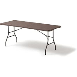 KG KITGARDEN Mesa Plegable Portátil Multifuncional, 180x74x74cm, Imitación a Madera, Marrón