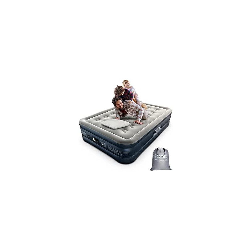 iDOO Colchón Hinchable, Cama Hinchable con Bomba de inflado incorporada.Rápido inflado y desinflado en Tan Solo 3 Minutos,para