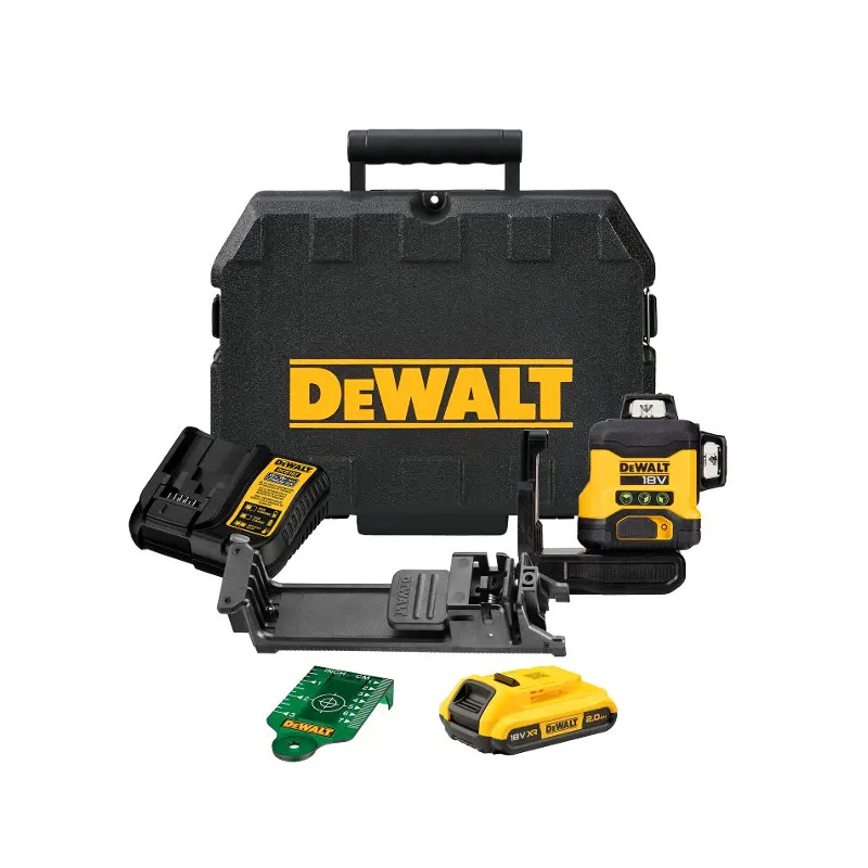 DeWALT Herramientas - 18V AKU láser de cruz verde, 1x batería 2.0 Ah XR, cargador DCLE34031D1