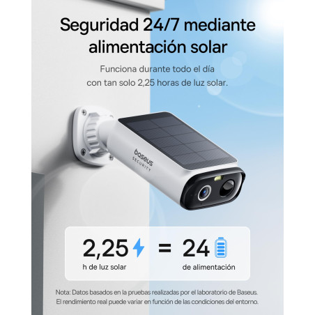 Baseus Security S1 Lite Solocam Camara Vigilancia WiFi Exterior Solar IP67, Camara IP Seguridad Bateria 2K 135°, Visión Noctur
