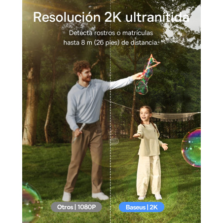 Baseus Security S1 Lite Solocam Camara Vigilancia WiFi Exterior Solar IP67, Camara IP Seguridad Bateria 2K 135°, Visión Noctur