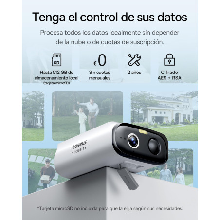 Baseus Security S1 Lite Solocam Camara Vigilancia WiFi Exterior Solar IP67, Camara IP Seguridad Bateria 2K 135°, Visión Noctur