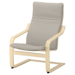 POÄNG sillón, chapa abedul/Knisa beige claro  - IKEA