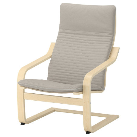 POÄNG sillón, chapa abedul/Knisa beige claro  - IKEA