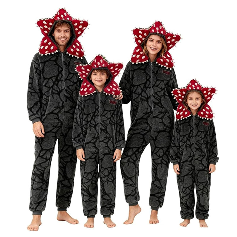 Genérico Unisex D-Demogorgon Pijama de Una Pieza, D-Demogorgon Pijama Niños Adultos Navidad Entero con Capucha 2025