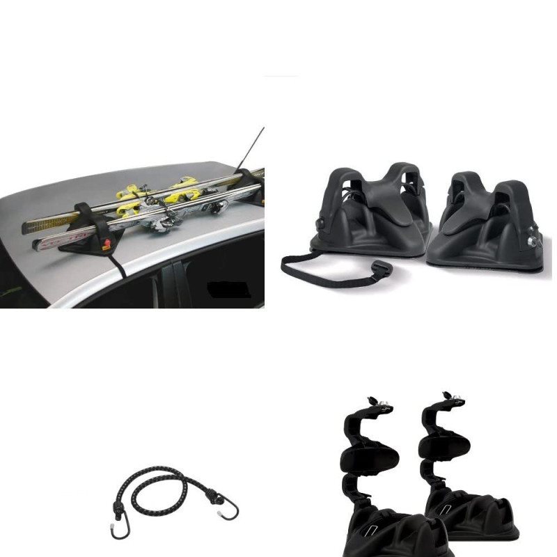 Soporte magnético universal para techo de coche, Baca Coche, no de cristal, 2 pares de esquís homologado con imán negro
