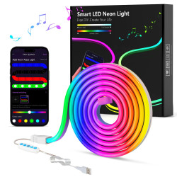 MeRGBW-Home Tiras LED Neon 3M, Luces LED Strip RGB de Neón de DIY Siliconecon, Control por App, Inteligente Control Segmentado 