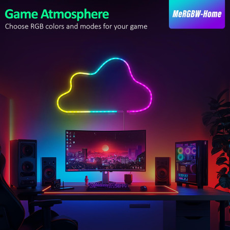 MeRGBW-Home Tiras LED Neon 3M, Luces LED Strip RGB de Neón de DIY Siliconecon, Control por App, Inteligente Control Segmentado 