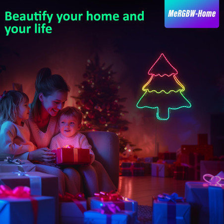 MeRGBW-Home Tiras LED Neon 3M, Luces LED Strip RGB de Neón de DIY Siliconecon, Control por App, Inteligente Control Segmentado 