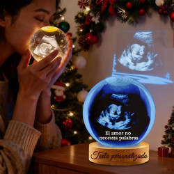 Bola de Cristal con Luz Nocturna - Esfera Personalizada con Foto 3D para Regalos Emocionales, Recuerdo de Bebé, Mascotas y Fami