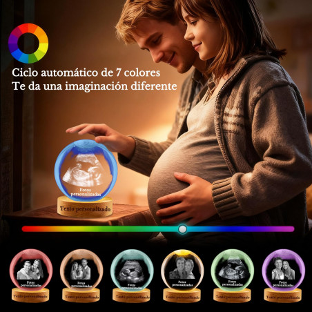 Bola de Cristal con Luz Nocturna - Esfera Personalizada con Foto 3D para Regalos Emocionales, Recuerdo de Bebé, Mascotas y Fami