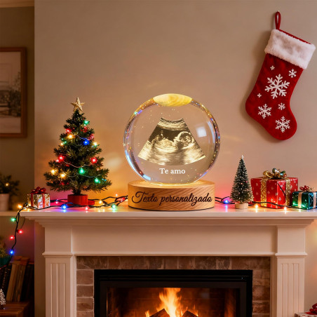 Bola de Cristal con Luz Nocturna - Esfera Personalizada con Foto 3D para Regalos Emocionales, Recuerdo de Bebé, Mascotas y Fami