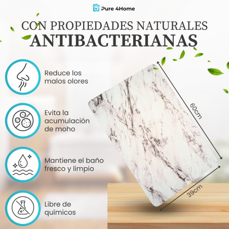 Pure 4Home Alfombra Diatomita Baño 60x40 – Secado Rápido, Antideslizante y Antibacteriana – Alfombrilla Piedra Diatomita S