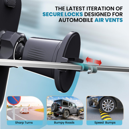 PORTENTUM Soporte Movil Coche | Clip de Gancho de Grado Militar | Suporte Telemovel Carro para Aire Ventilación Sujeta Móvil A
