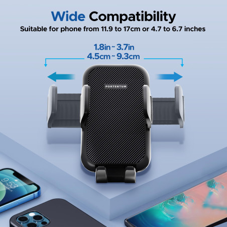 PORTENTUM Soporte Movil Coche | Clip de Gancho de Grado Militar | Suporte Telemovel Carro para Aire Ventilación Sujeta Móvil A